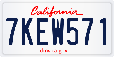CA license plate 7KEW571