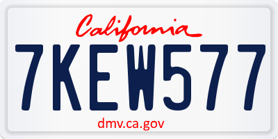 CA license plate 7KEW577