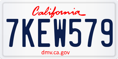 CA license plate 7KEW579