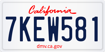 CA license plate 7KEW581