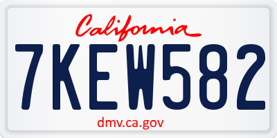 CA license plate 7KEW582