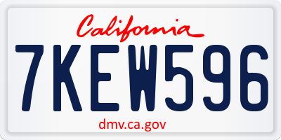 CA license plate 7KEW596