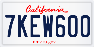 CA license plate 7KEW600