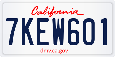 CA license plate 7KEW601