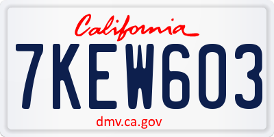 CA license plate 7KEW603