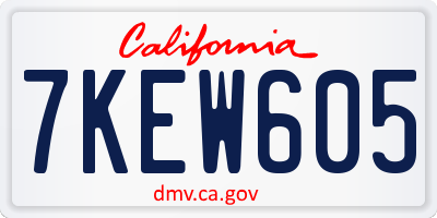 CA license plate 7KEW605