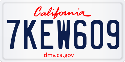 CA license plate 7KEW609