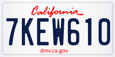 CA license plate 7KEW610