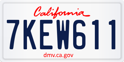 CA license plate 7KEW611