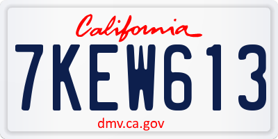 CA license plate 7KEW613