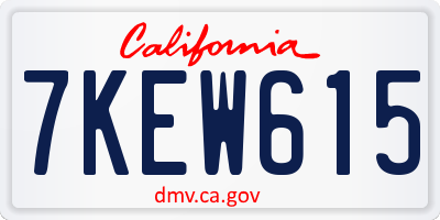 CA license plate 7KEW615