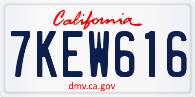 CA license plate 7KEW616