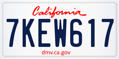 CA license plate 7KEW617