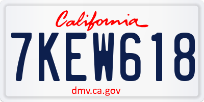 CA license plate 7KEW618