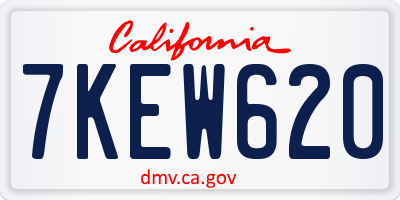 CA license plate 7KEW620