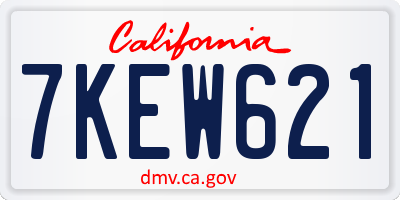 CA license plate 7KEW621