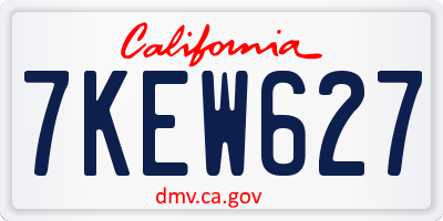 CA license plate 7KEW627