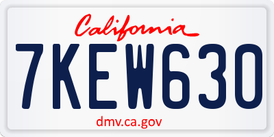 CA license plate 7KEW630
