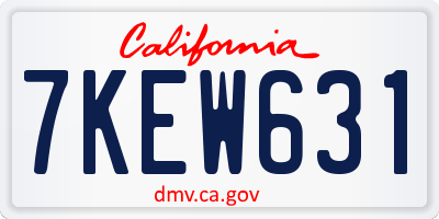 CA license plate 7KEW631