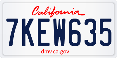CA license plate 7KEW635