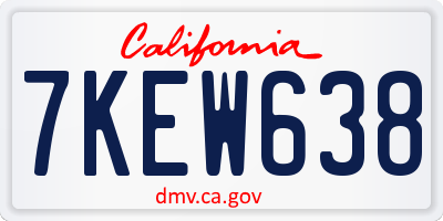 CA license plate 7KEW638