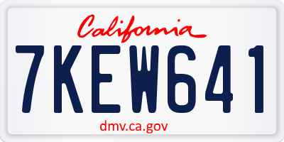 CA license plate 7KEW641