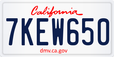 CA license plate 7KEW650