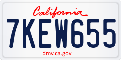 CA license plate 7KEW655