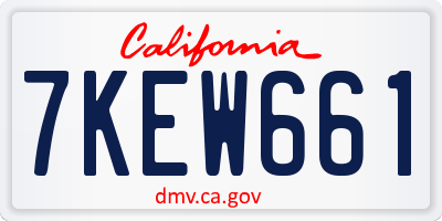 CA license plate 7KEW661
