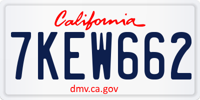 CA license plate 7KEW662