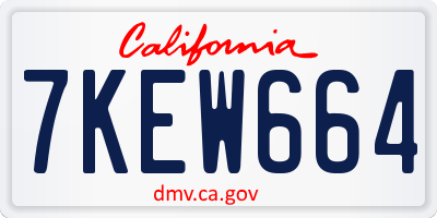 CA license plate 7KEW664