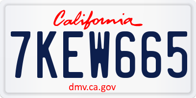 CA license plate 7KEW665