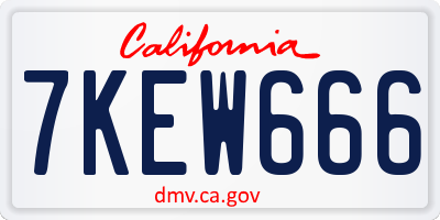 CA license plate 7KEW666