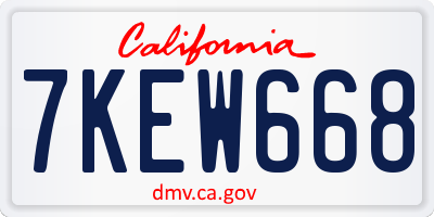 CA license plate 7KEW668