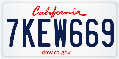 CA license plate 7KEW669