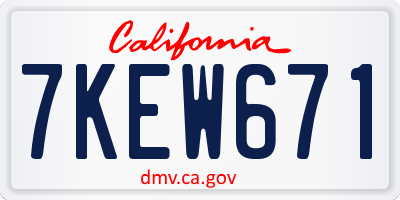 CA license plate 7KEW671