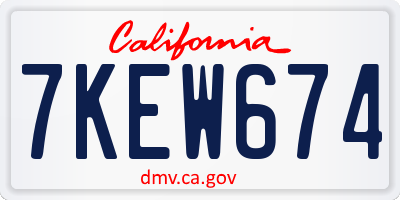 CA license plate 7KEW674