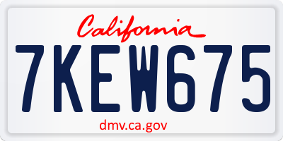 CA license plate 7KEW675