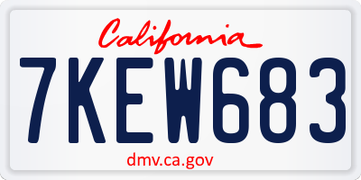 CA license plate 7KEW683