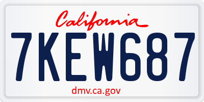 CA license plate 7KEW687