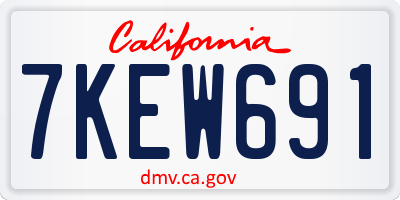 CA license plate 7KEW691