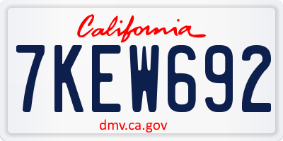 CA license plate 7KEW692