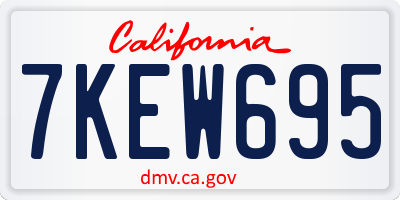 CA license plate 7KEW695