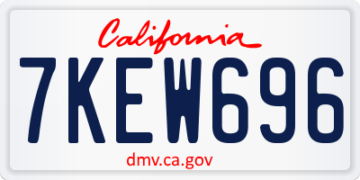 CA license plate 7KEW696