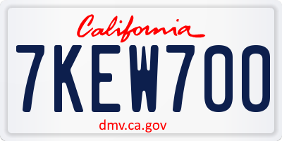CA license plate 7KEW700