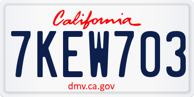 CA license plate 7KEW703