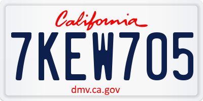 CA license plate 7KEW705