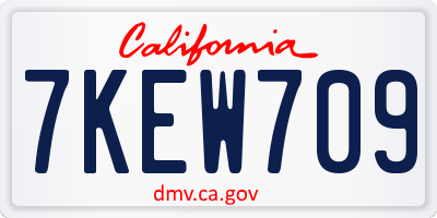CA license plate 7KEW709