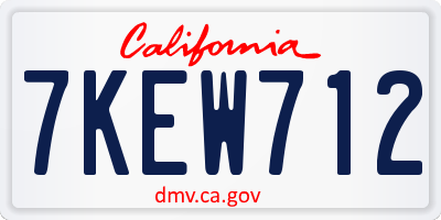 CA license plate 7KEW712