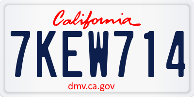 CA license plate 7KEW714